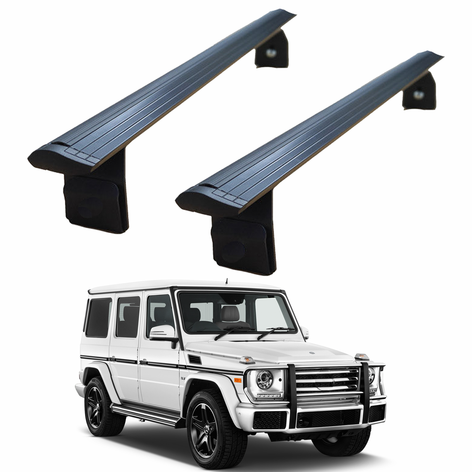 For Mercedes G W463 1989-2018 Roof Rack Cross Bars Rain Gutters Alu Silver