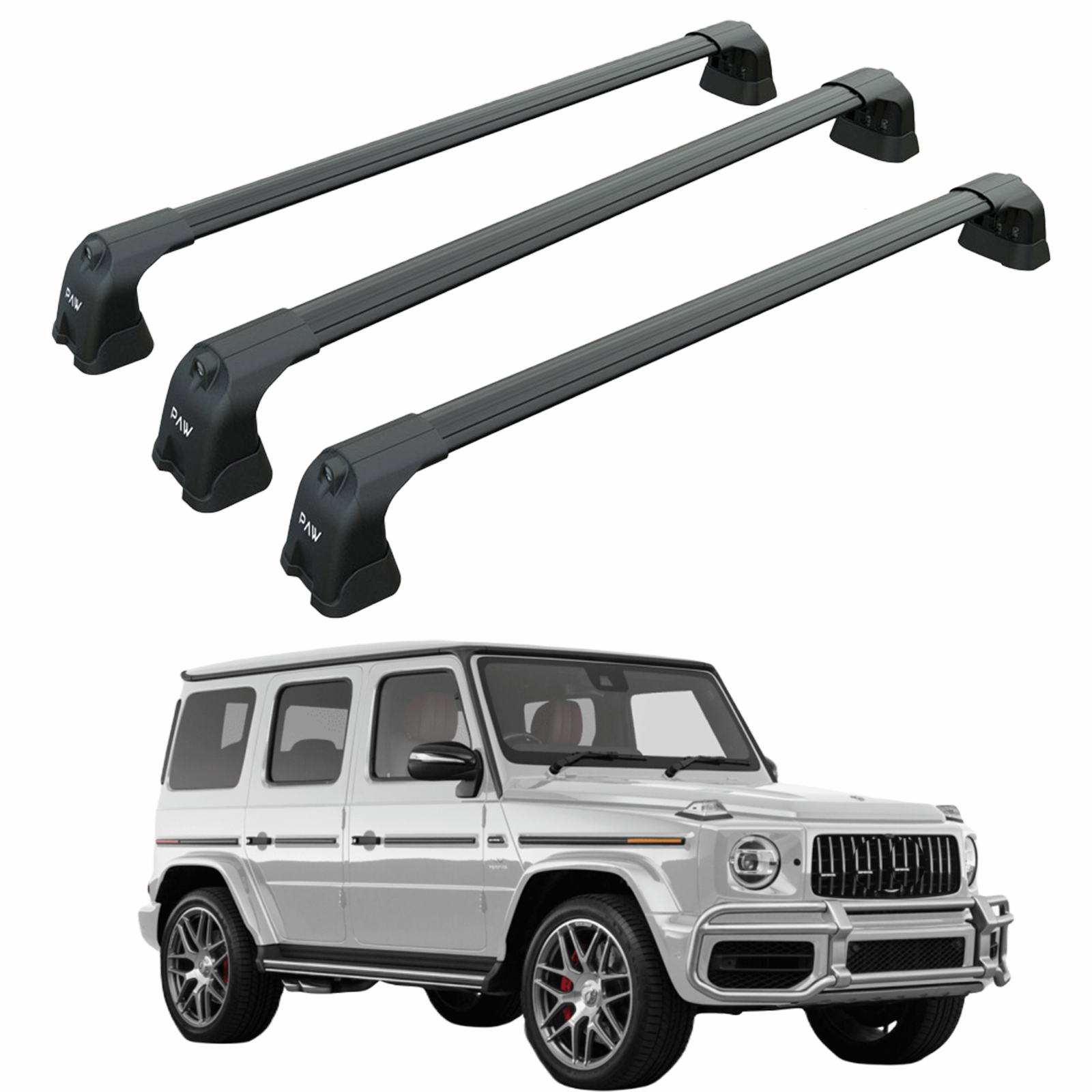 For Mercedes G W464 2018-2025 Roof Rack Cross Bars Fix Point Alu Black 3 Qty