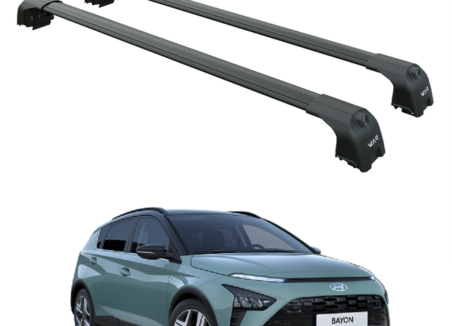 For Hyundai Bayon (2021-2025) Roof Rack Cross Bars Flush Rail, Black