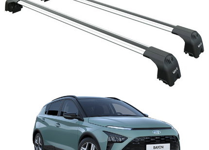 For Hyundai Bayon (2021-2025) Roof Rack Cross Bars Flush Rail, Silver