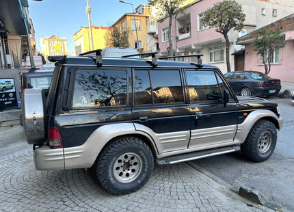 For Hyundai Galloper (1997-2003) Roof Rack Cross Bars Aluminum Rain Gutter, Black