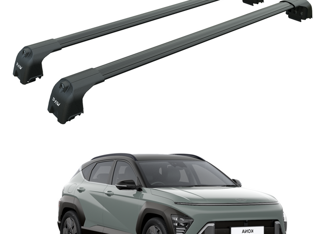 For Hyundai Kona EVA (2023-2025) Roof Rack Cross Bars Flush Rail, Black