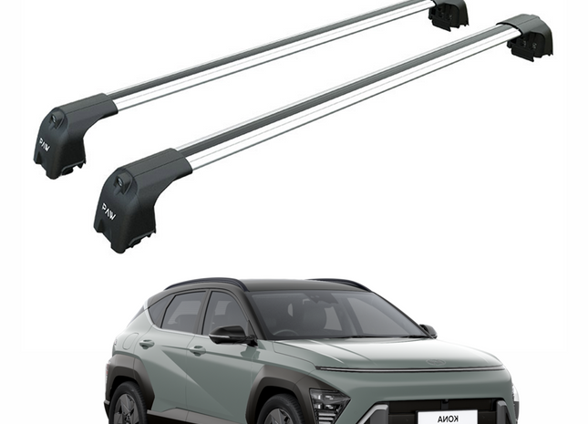 For Hyundai Kona EVA (2023-2025) Roof Rack Cross Bars Flush Rail, Silver