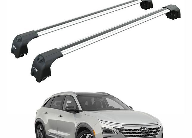 For Hyundai Kona (2017-2025) Roof Rack Cross Bars Flush Rail, Silver