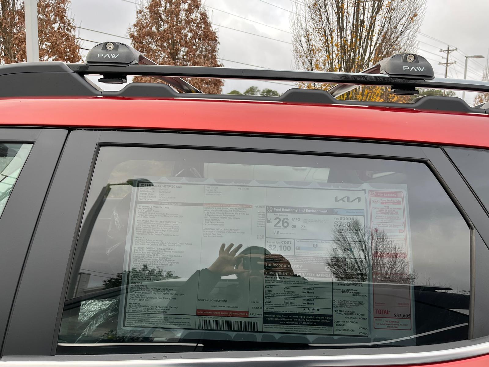 For Kia Seltos X Line 2021-Up Roof Rack Cross Bars Raised Rail Alu Black