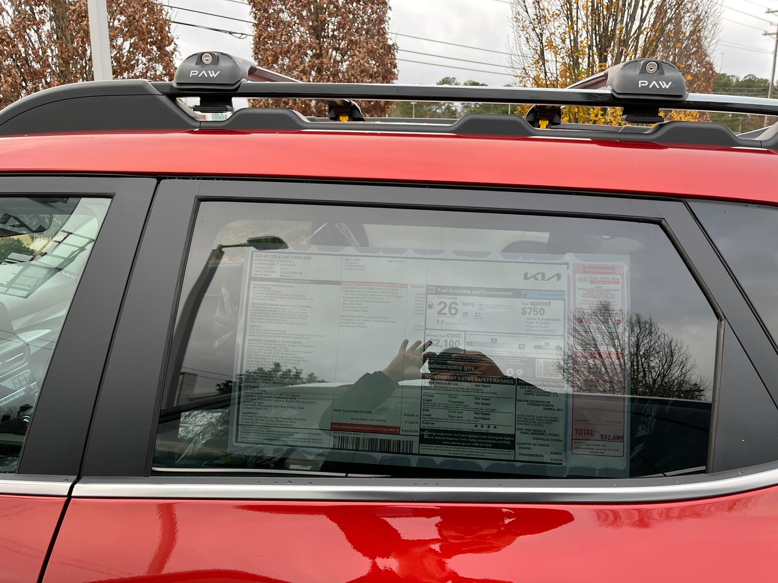 For Kia Seltos X Line 2021-Up Roof Rack Cross Bars Raised Rail Alu Black