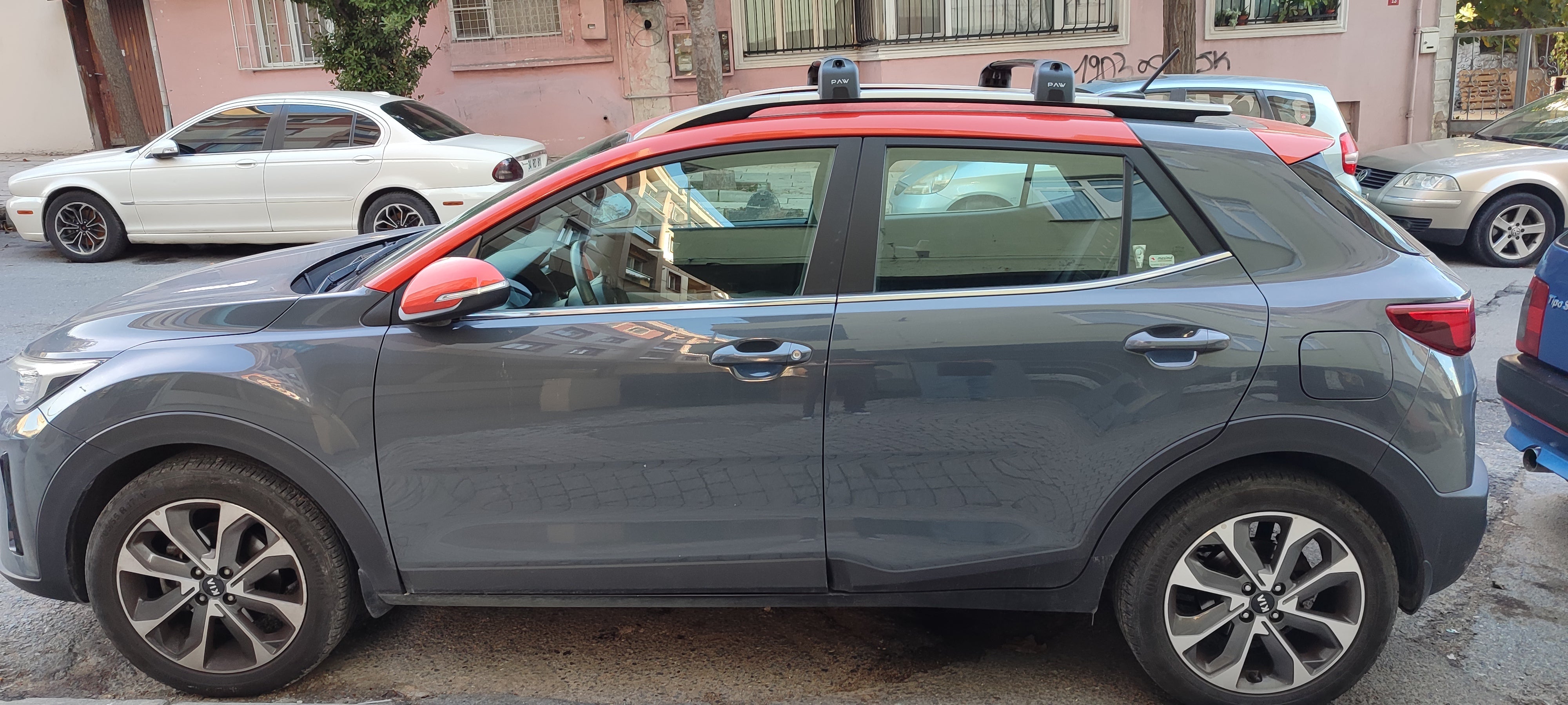 For KIA Stonic OY 2018-Up Roof Rack Cross Bars Raised Rail Alu Silver