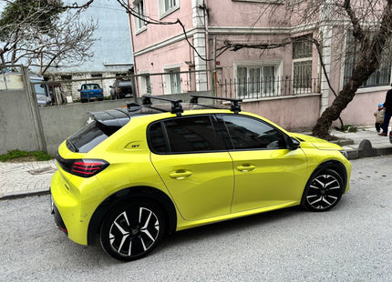 Peugeot 208 (2012-2019) Roof Rack System, Aluminium Cross Bar, Normal Roof, Black