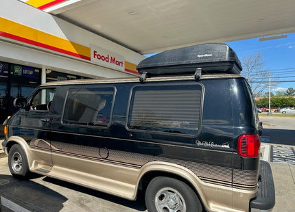 For Dodge/Ram Van 1998-03 Cross Bars Rain Gutter Alu Black