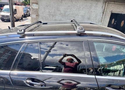 For Mercedes C Estate S203 Roof Rack Cross Bars Raised Rail Alu Black 2001-2014