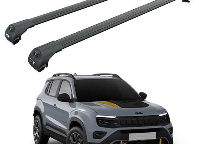 For Jeep Avenger 4xe Roof Rack System, Aluminium Cross Bar, Raised Rail, Black