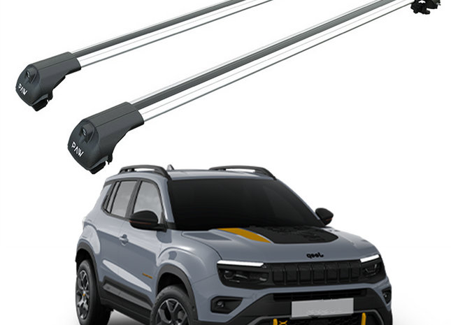 For Jeep Avenger 4xe Roof Rack System, Aluminium Cross Bar, Raised Rail, Silver