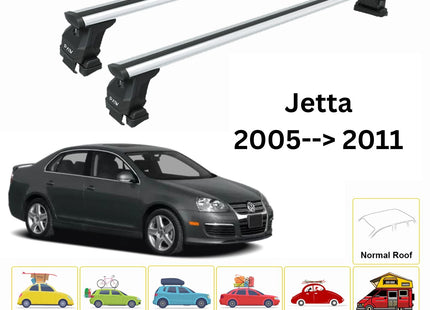 For Volkswagen Jetta Roof Rack Cross Bar Normal Roof Alu 2005-2011 Silver