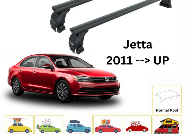 For Volkswagen Jetta Roof Rack Cross Bar Normal Roof Alu 2011-2018 Black