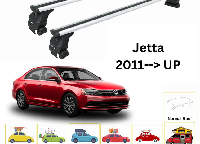 For Volkswagen Jetta Roof Rack Cross Bar Normal Roof Alu 2011-2018 Silver