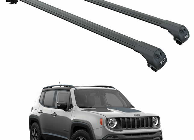 For Jeep Renegade (2015-2023) Roof Rack Cross Bars Raised Rail, Black