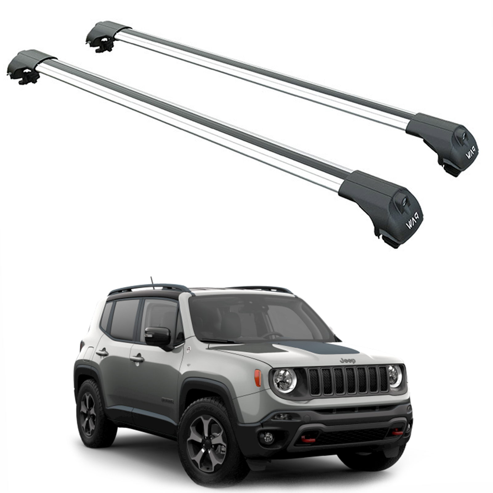 For Jeep Renegade (2015-2023) Roof Rack Cross Bars Raised Rail, Silver