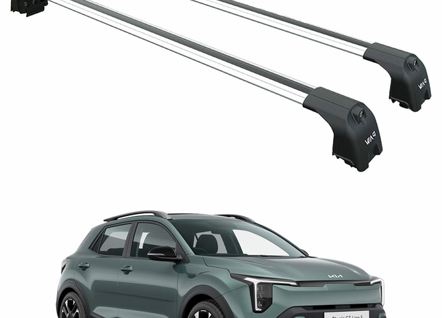 For Kia Stonic (2026-Up) Roof Rack Cross Bars Raised Rail, Silver