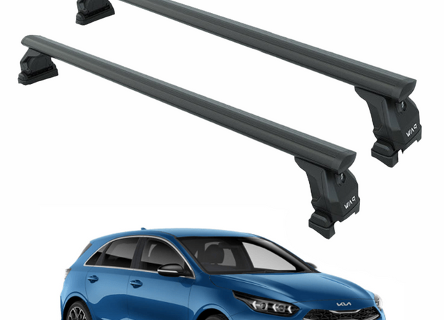 For KIA Ceed 2018-Up Roof Rack Cross Bars Fix Point Alu Black