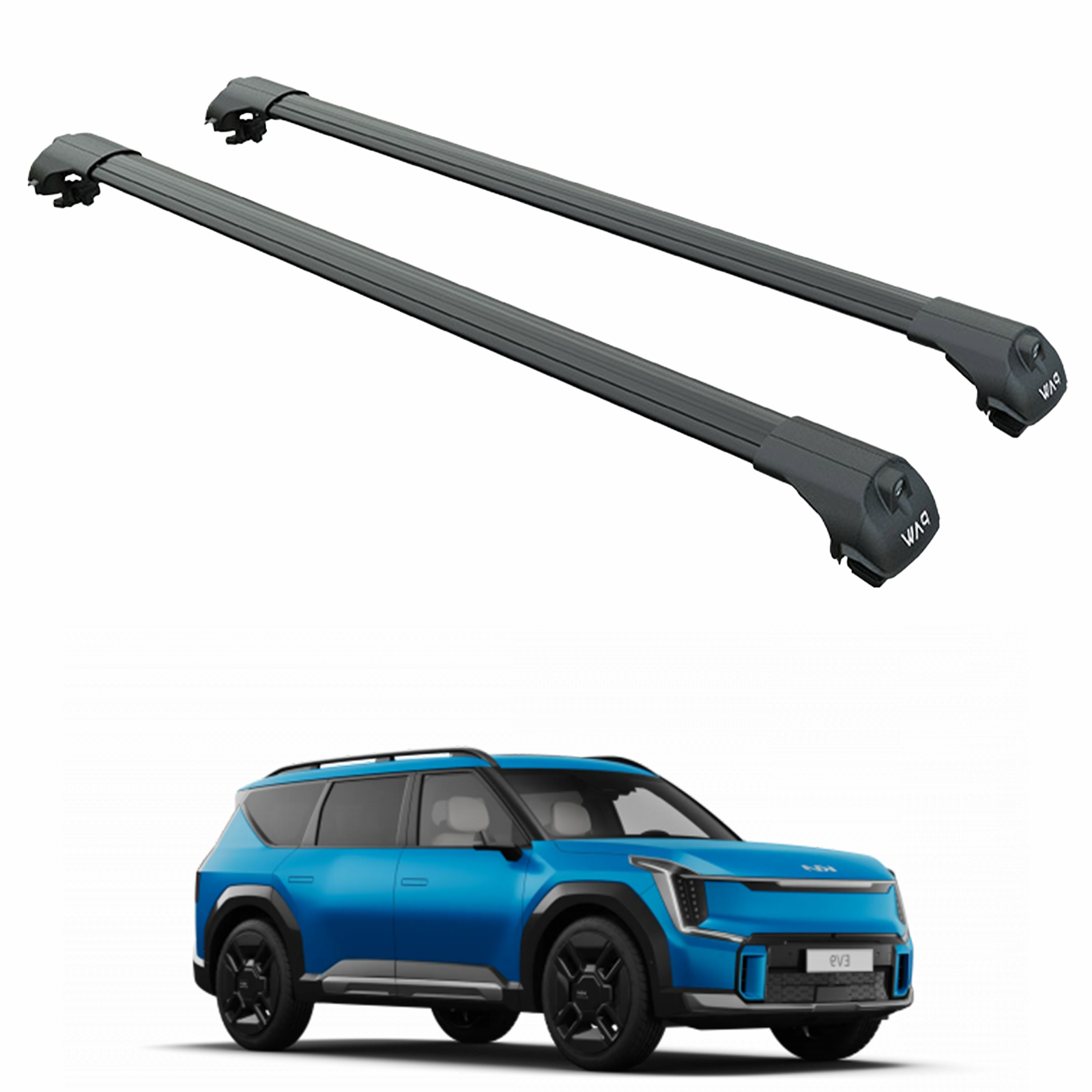 For Kia EV9 Roof Rack Cross Bars Raised Rail Black