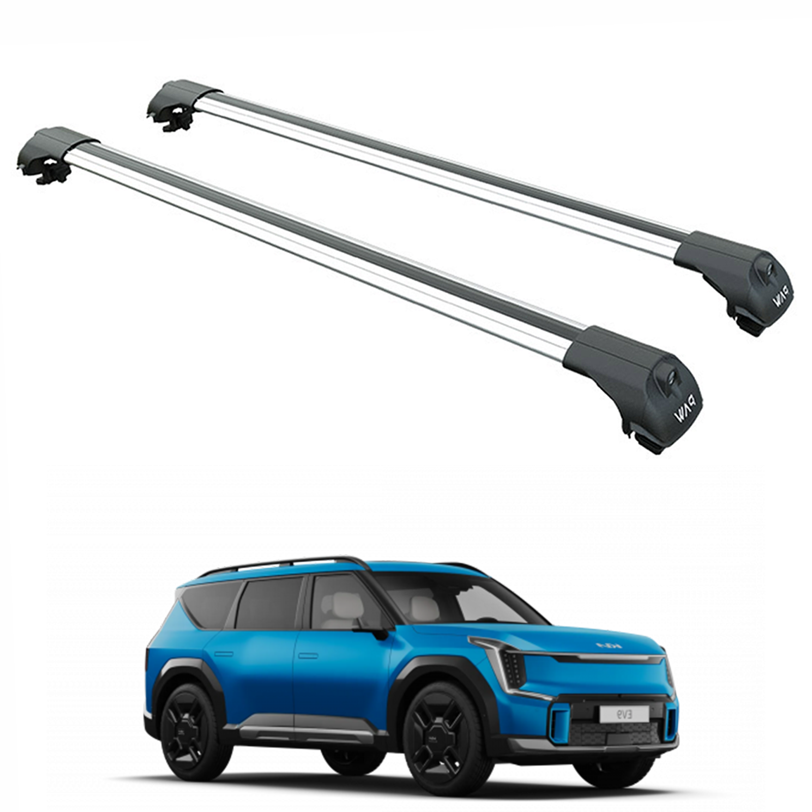 For Kia EV9 Roof Rack Cross Bars Raised Rail Silver