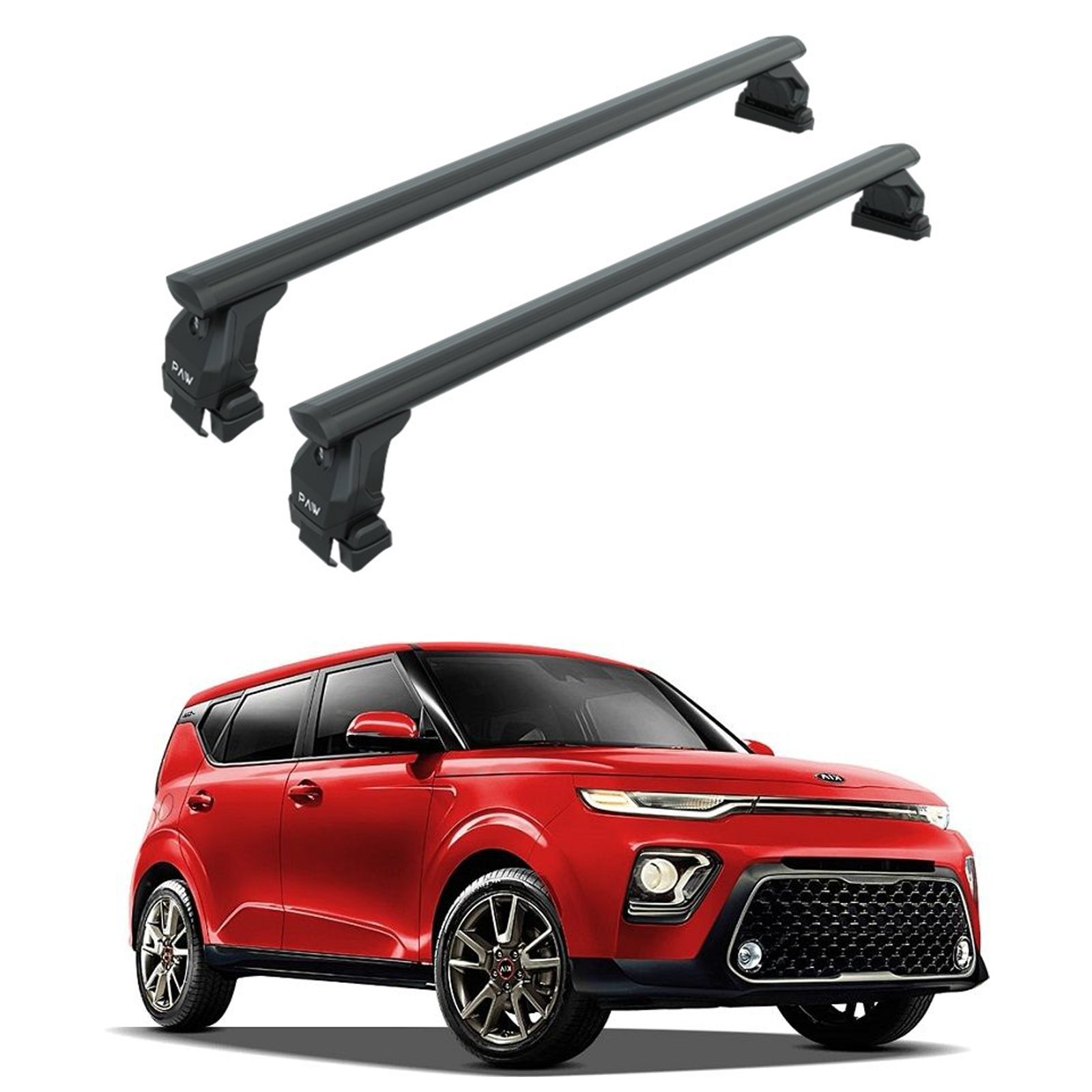 For Kia Soul Roof Rack Cross Bars Fix Point Roof Alu Black 2021-Up