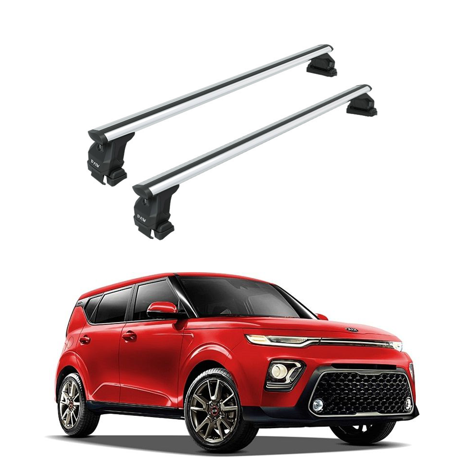 For Kia Soul Roof Rack Cross Bars Fix Point Roof Alu Silver 2021-Up