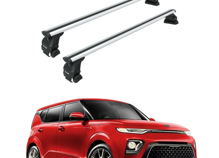 For Kia Soul Roof Rack Cross Bars Fix Point Roof Alu Silver 2021-Up