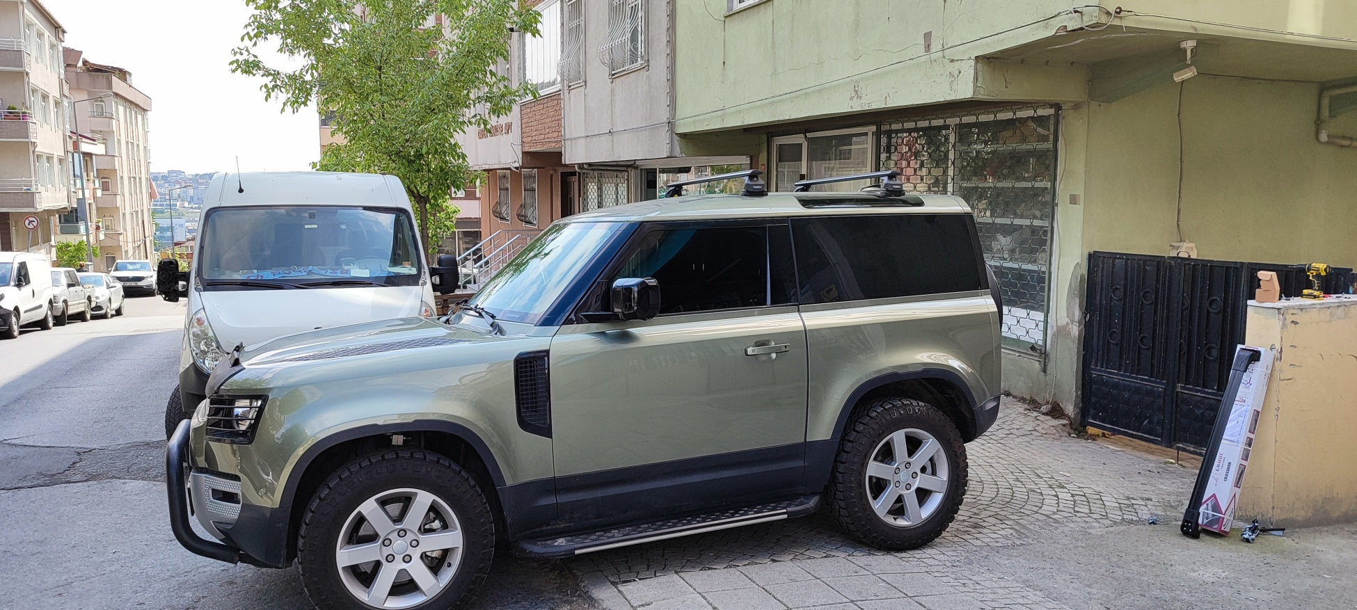 For Land Rover Defender Roof Rack Cross Bars Fix Point Alu Black 2020-Up