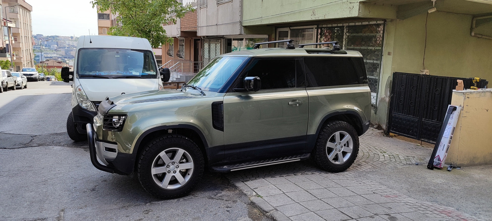 For Land Rover Defender Roof Rack Cross Bars Fix Point Alu Black 2020-Up