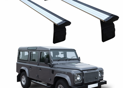 For Land Rover Defender 110 1993-2020 Roof Rack Cross Bars Rain Gutters Silver