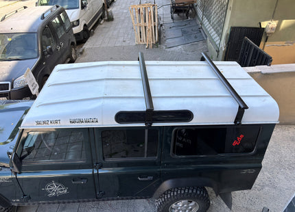 For Land Rover Defender 110 1993-2020 Roof Rack Cross Bars Rain Gutters Black