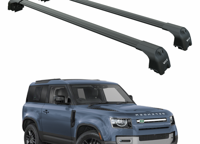 For Land Rover Defender 90 (2020-2025) Roof Rack Cross Bars T Slot Rail, Black
