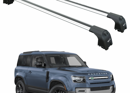 For Land Rover Defender 90 (2020-2025) Roof Rack Cross Bars T Slot Rail, Silver