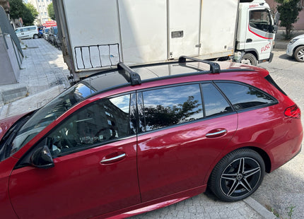 For Mercedes C Estate S206 Roof Rack Cross Bars Flush Rail Alu Black 2021- Up