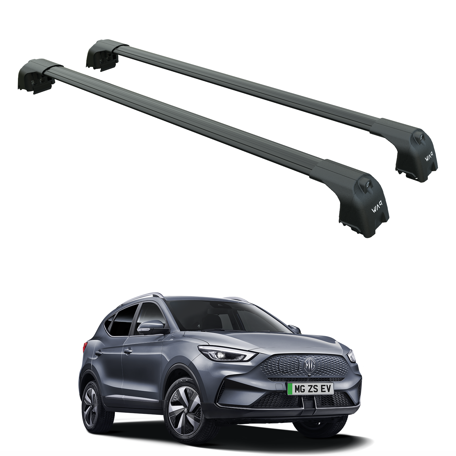 2-Piece Crossbar Roof Rack For MG HS/EHS/EV (2018-2024) - Lockable - 75kg Capacity - Black With Silver