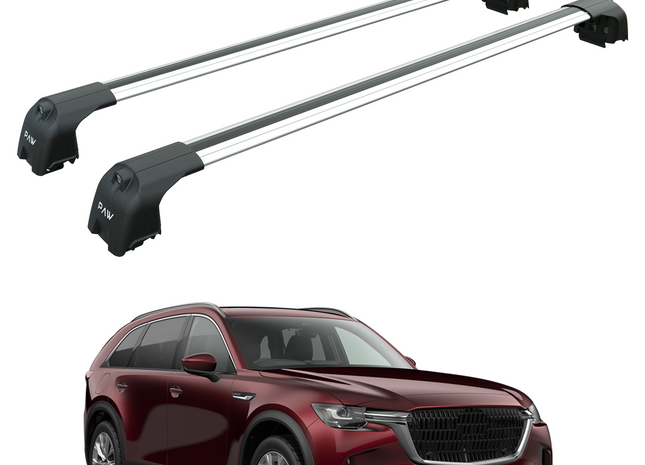 For Mazda CX 90 2024- Up Roof Rack System, Aluminium Cross Bar, Flush Rail, Silver