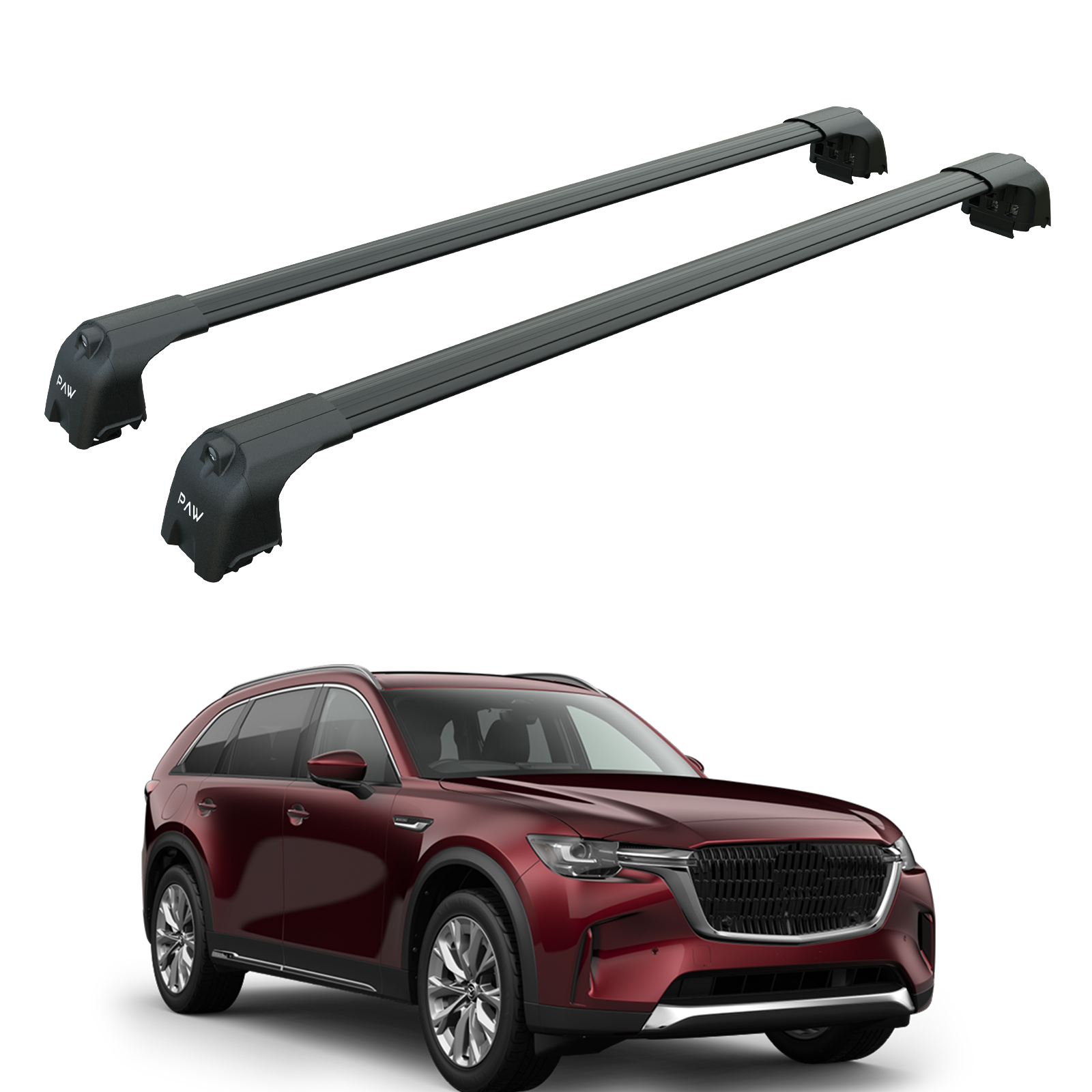 For Mazda CX 90 2024- Up Roof Rack System, Aluminium Cross Bar, Flush Rail, Black