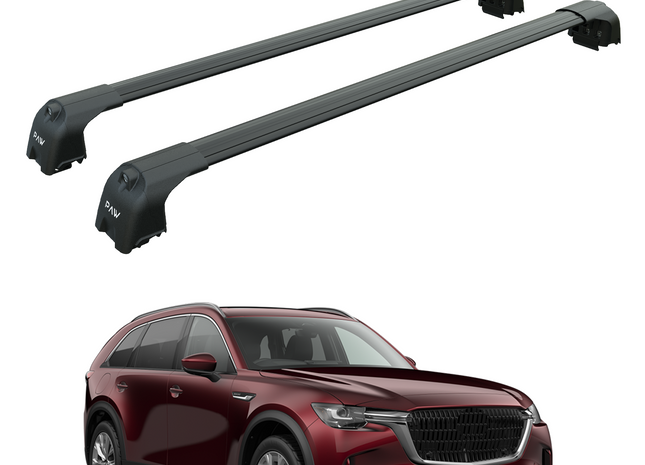 For Mazda CX 90 2024- Up Roof Rack System, Aluminium Cross Bar, Flush Rail, Black