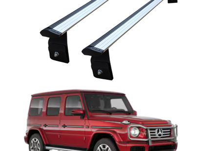 For Mercedes G W463 1989-2018 Roof Rack Cross Bars Rain Gutters, Silver