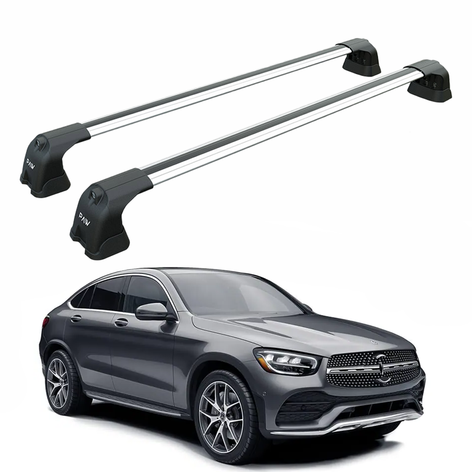 For Mercedes Benz GLC Coupe 2015-2022 Roof Rack Cross Bars Fix Point Alu Silver