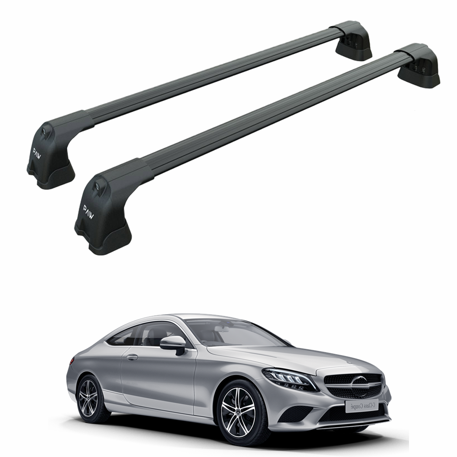 For Mercedes C Coupe C205 2016-Up Roof Rack Cross Bars Fix Point Alu Black