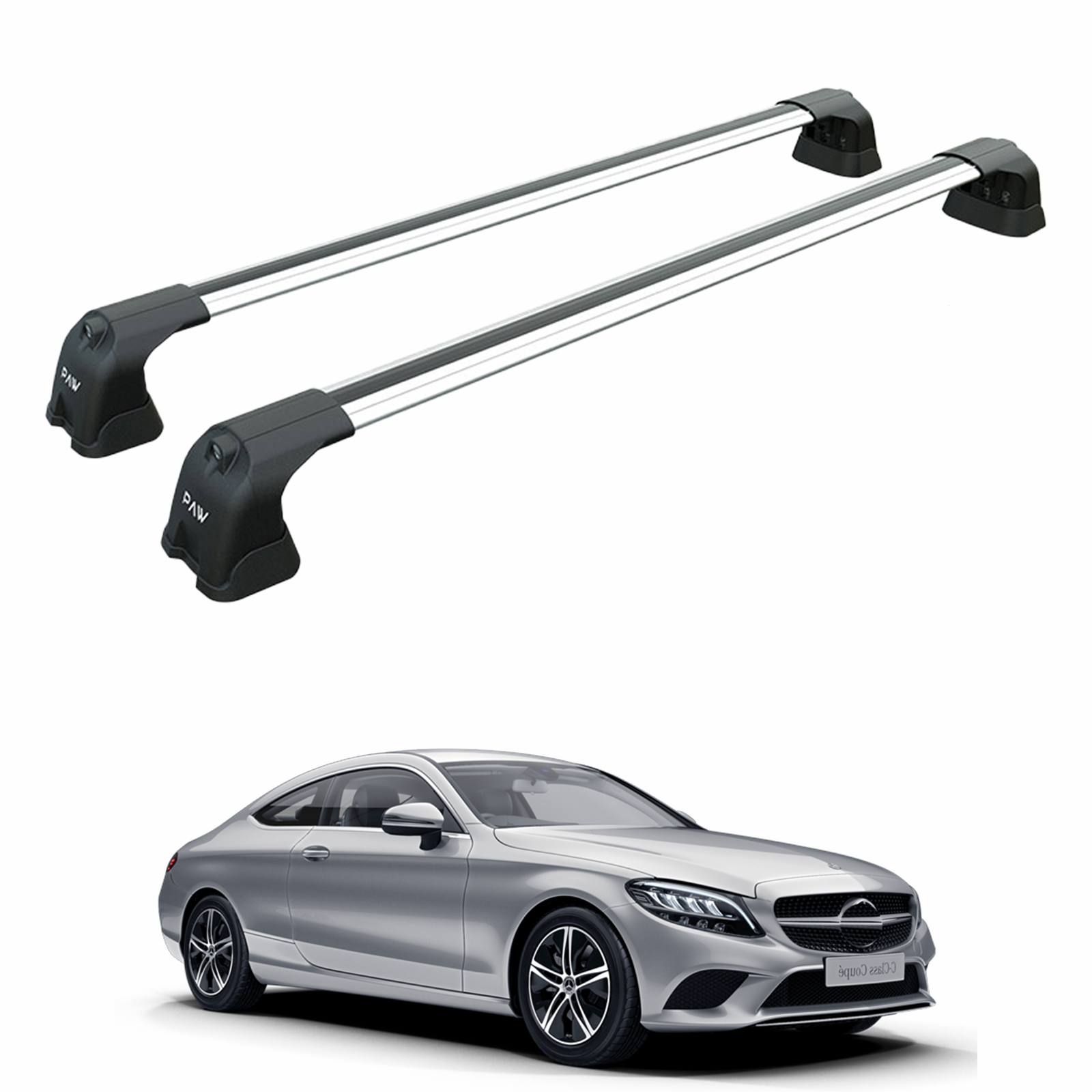 For Mercedes C Coupe C205 2016-Up Roof Rack Cross Bars Fix Point Alu Silver