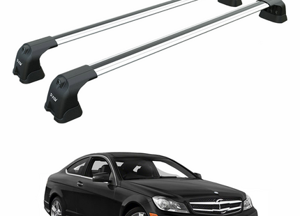For Mercedes C Coupe W204 2007-2014 Roof Rack Cross Bars Fix Point Alu Silver