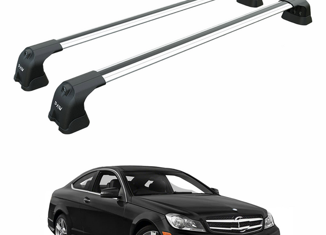 For Mercedes C Coupe W204 2007-2014 Roof Rack Cross Bars Fix Point Alu Silver