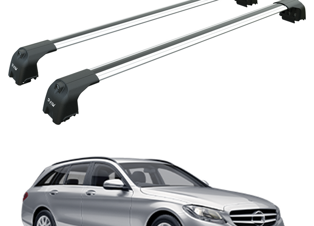 For Mercedes C Estate S205 Roof Rack Cross Bars Flush Rail Alu Silver 2014-2021