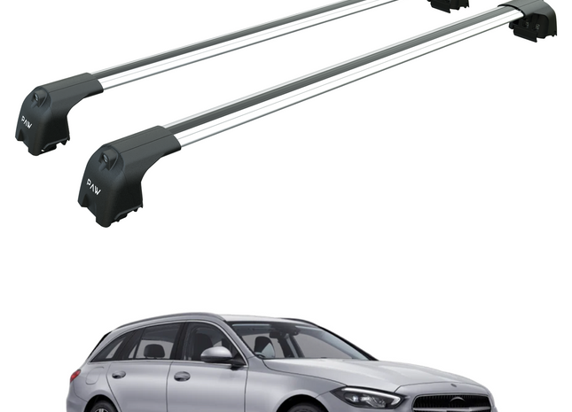 For Mercedes C Estate S206 Roof Rack Cross Bars Flush Rail Alu Silver 2021- Up