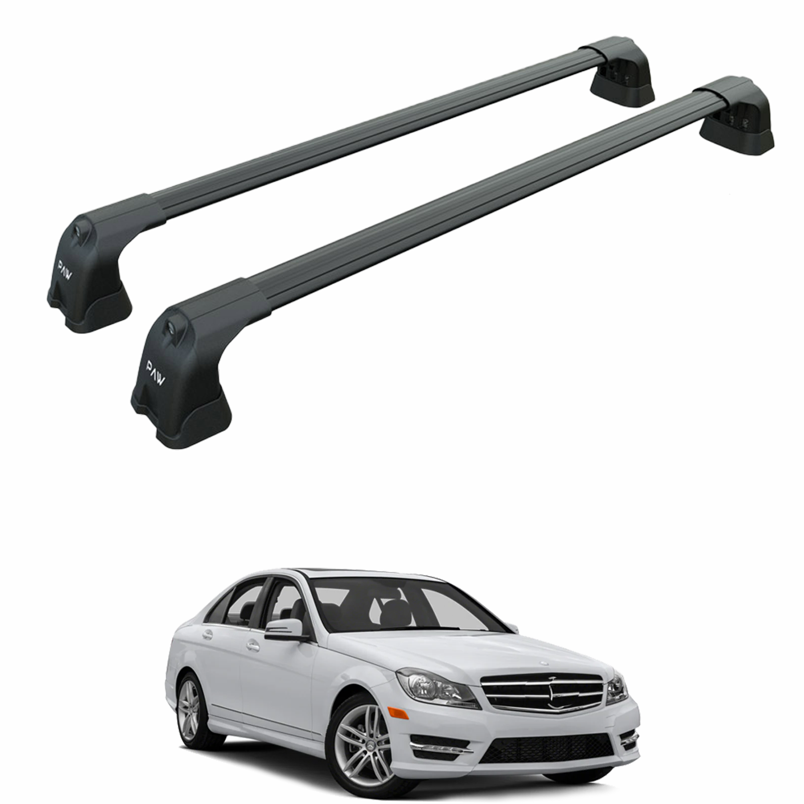 For Mercedes C W204 2007-2014 Roof Rack Cross Bars Fix Point Black