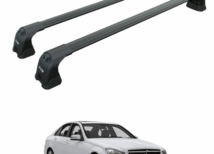 For Mercedes C W204 2007-2014 Roof Rack Cross Bars Fix Point Black