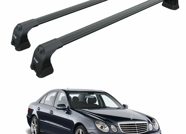 For Mercedes E Sedan W211 2002-2010 Roof Rack Cross Bars Fix Point Alu Black